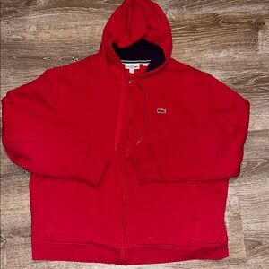 Lacoste Vibrant Red Zip-Up Hoodie